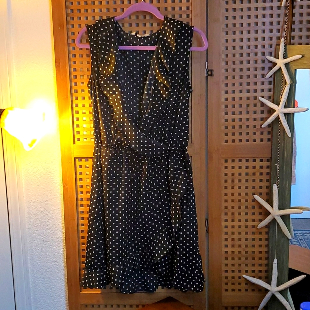Black polka-dot dress